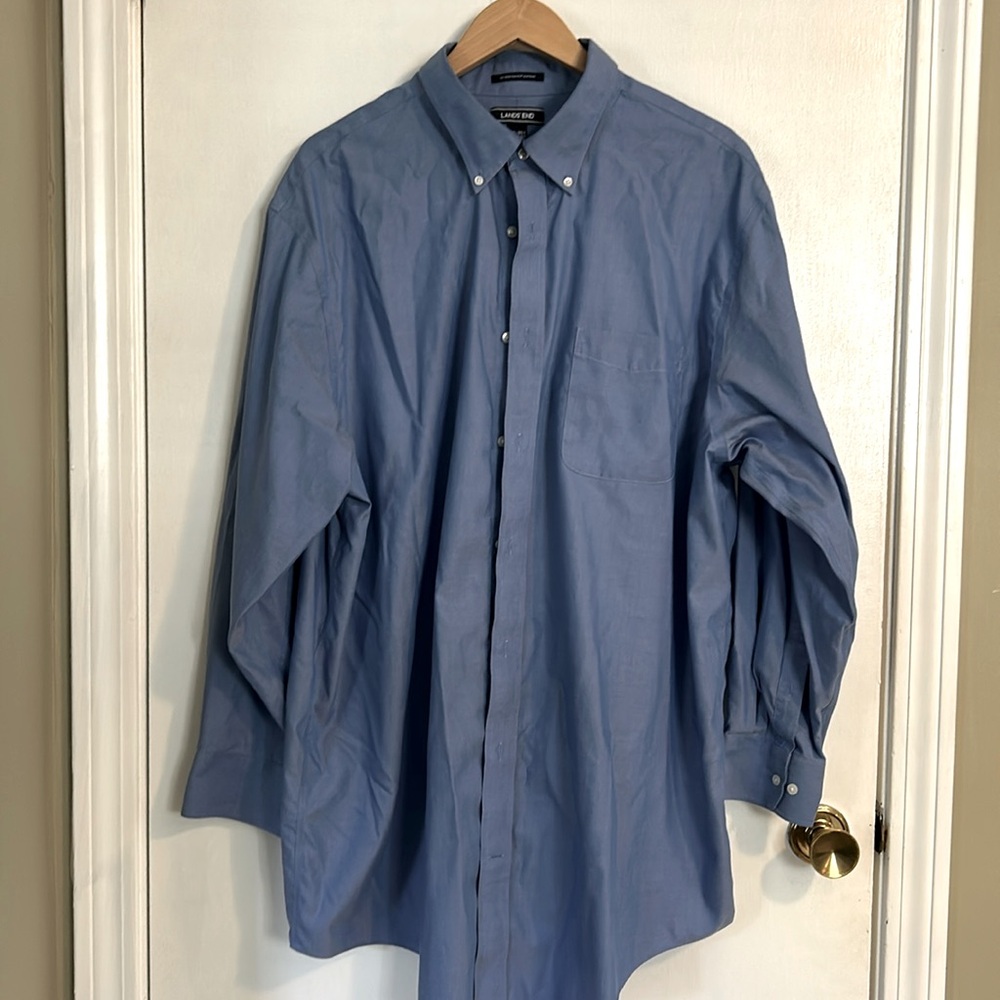 Men’s Lands End blue dress shirt. Size 18 1/2-35T. Like new